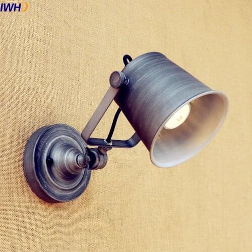 IWHD Loft Vintage LED Wall Lights Fixtures Dinning Room Adjustable Industrial Stair Wall Light Sconce Lampara Pared