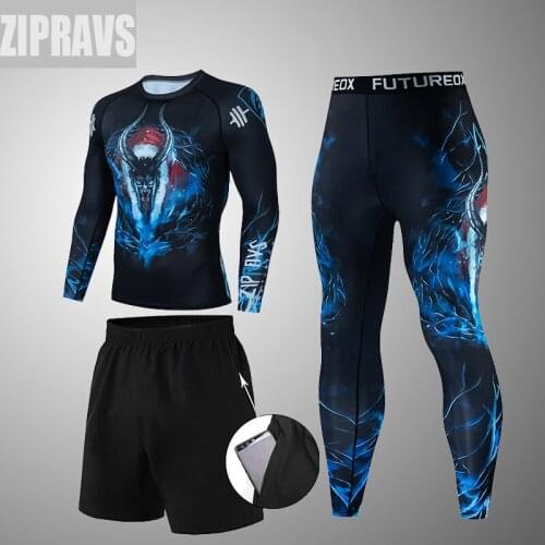 Krampus Compression Sportswear Suits Gym Tights Training Clothes Workout Jogging Sports Set Running Rashguard Tracksuit For Men