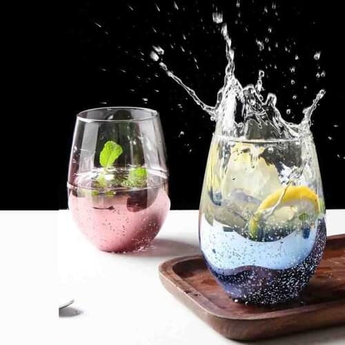 Creative Home Rainbow Cup Beverage Milk Tea Bottle Electroplated Glass Water Cup Star Sky Cup
