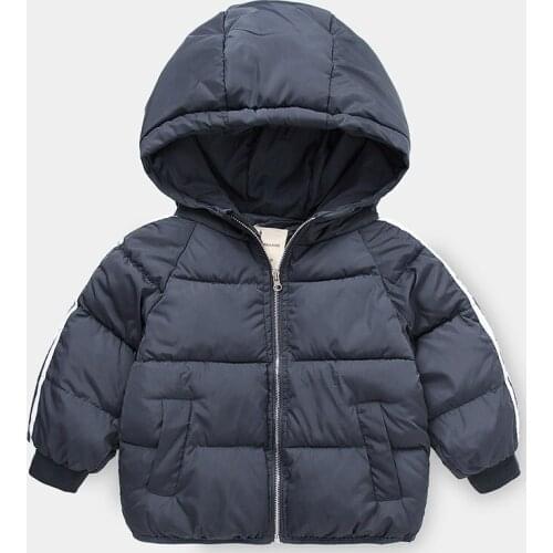 2020 Winter New Boys Jacket Casual Hooded Kids Coat Fashion Solid Thicken Warm Down Cotton Jackets For Boy 3-8 Y Baby Clothing