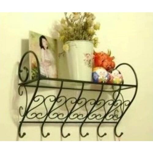 Retro Multipurpose Bathroom Shelves Wall-Mount Storage Towel Rack Iron Storage Holder Bedroom Clothes Hanger