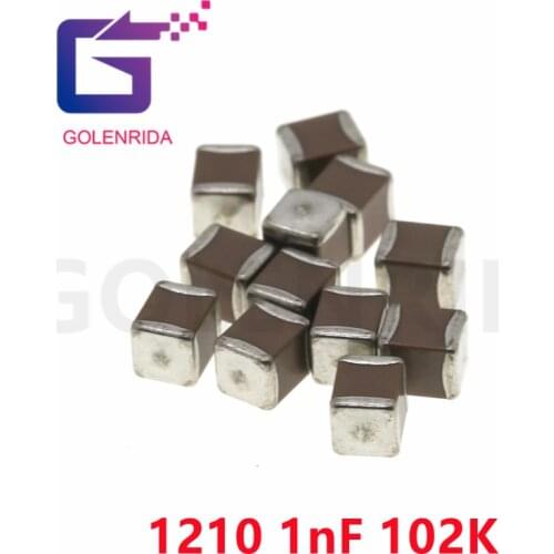 50pcs 1210 102K 1nF 100V X7R 10% SMD Thick Film Chip Multilayer Ceramic Capacitor