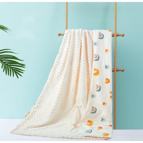 New Design Double Layer Baby Minky Dot Blanket Muslin With Fleece Baby Blanket Baby Blanket Bedding Swaddle