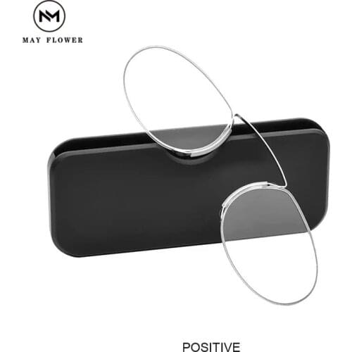 May Flower Portable Thin Pince-Nez Nose Clip Reading Glasses Ultralight Mini SOS Prescription Glasses Without Legs For Men&Women