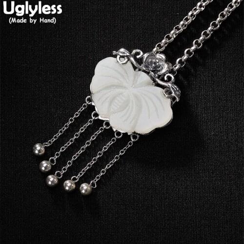 Uglyless Real 925 Sterling Silver Balls Tassel Pendants for Women Natural Jade Spider Necklaces NO Chains Thai Silver Jewelry