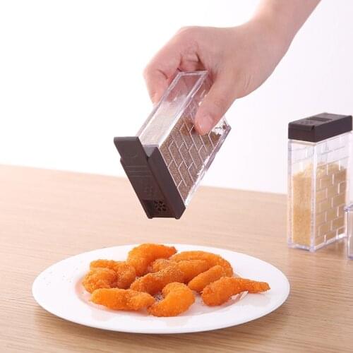 Transparent Plastic Spice Box with Base Six-piece Condiment Bottle Kitchen Salt Sugar Spice Seasoning Jar Storage Box Container