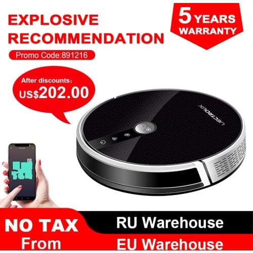 LIECTROUX Robotic Vacuum Cleaner C30B, 4000Pa Suction,2D Map Navigation,Memory, Map Shown on WiFi App,350ml Electric Water Tank