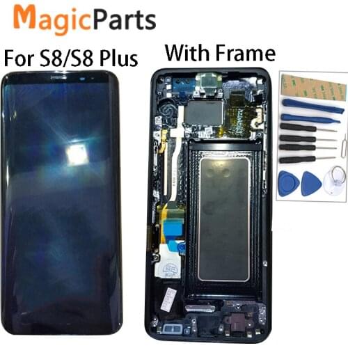 S8 LCD with Frame Replacement for SAMSUNG Galaxy S8 G950 G950F Display S8 Plus G955 G955F Touch Screen Digitizer