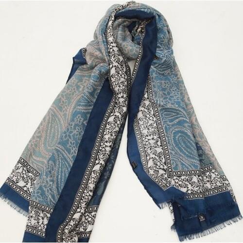 LZJN 89*181CM 2020 New Women Long Scarf Vintage Ladies Shawl Four Seasons Cotton Soft Luxury Pashmina