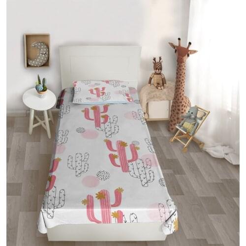 Çocuk odası yatak örtüsü renkli kaktüs top pembe