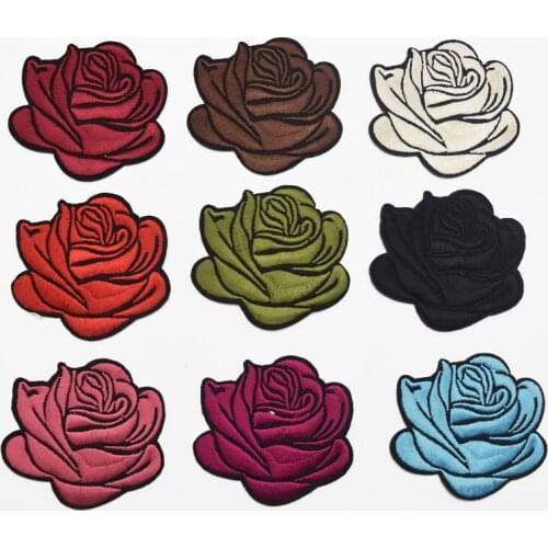 90pcs 9colors Rose Flower Embroidery Fabric Patches Applique Embossed Lace Motif