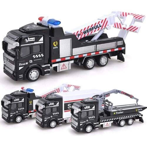 3Pcs/Set Alloy Crane Trailer Tow Truck Toy Model 19cm 1:48 Diecasts Vehicles City Rescue Car Toy Birthday Gift for Children Y049