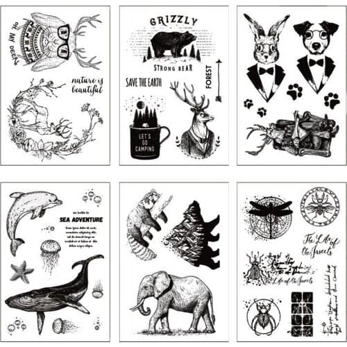 WYSE Animal Clear Stamps Deer Dog Transparent Silicone Stamp Seal for DIY Scrapbooking Paper Card Making Template Craft Supplies