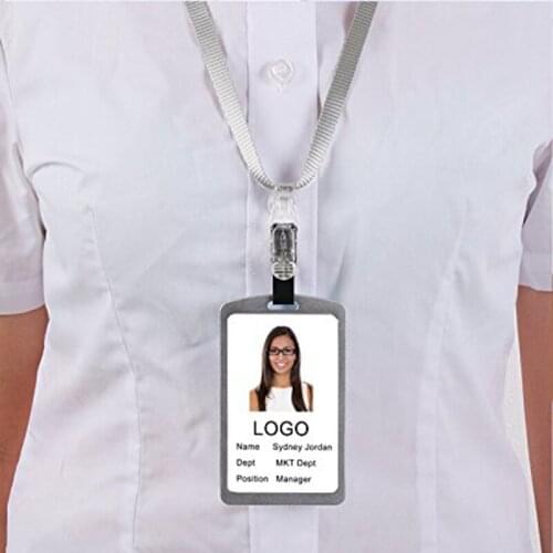 10pcs ID Name Card Case Acctrend Aluminum Badge Holder with 1.5cm Detachable Neck Lanyard