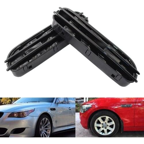 2 Pcs M5 Side Fender Air Flow Vents Grille Grill For-BMW E60/E61 E39 M5 Glossy Black