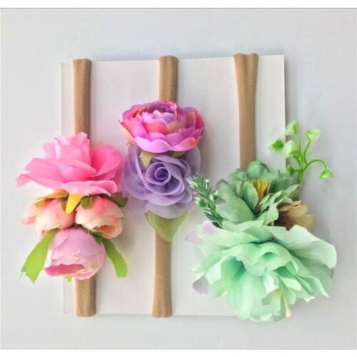 3Pcs/Set Baby Flower Headbands Photography Prop Gifts for Toddler Infants Head Wraps Elastic Kids Floral Headband Turban