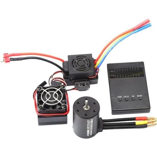 3650 Waterproof Brushless Motor With 60A ESC Programmer Card Heat Sink Combo,For 1:8/1:10 HSP Wltoys RC Car /Boat