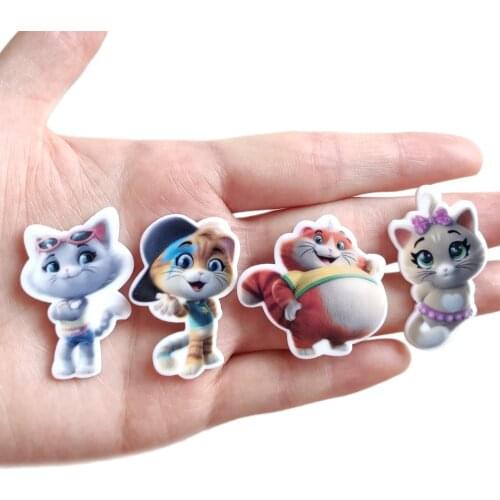 50pcs 4 Styles Mixed Cute Cartoon Characters Flatback Resin Cabochon Planar Resin DIY Crafts For Home Decoration Accessories