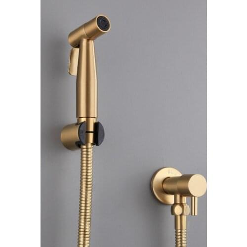 Antique Brushed Gold Douche Kit Hand Held Bidet Sprayer Stainless Steel Toilet Bidet faucet Shattaf Valve Jet Set Shower Head