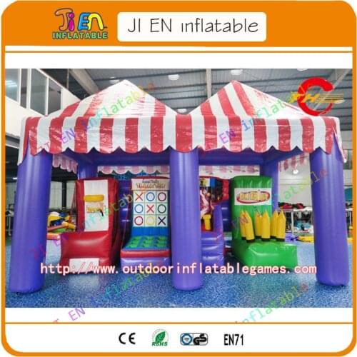 Free shipping 4 in 1 inflatable game for sale, carnival games under tent cover, commercial rental inflatable sport games