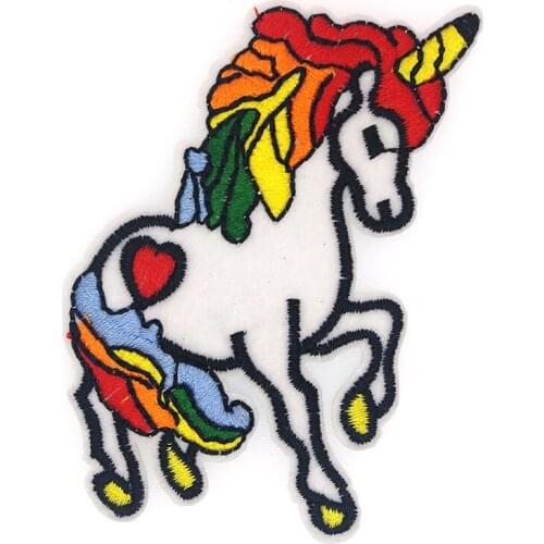 SHINE Brand 2PCs Unicorn Patches For Clothing Iron On Embroidered Appliques DIY Apparel Accessories Patches B0008