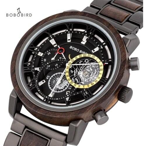BOBO BIRD Mens Watch Wrist Watches For Man 2021 Luxury Quartz Watch Male Wooden Timepieces Gifts Wooden Box Wristwatch
