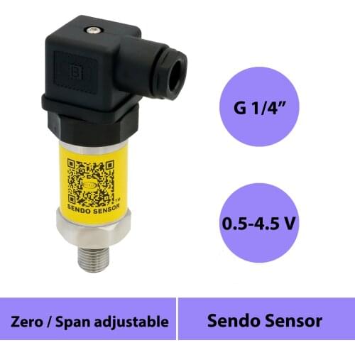 0.5 to 4.5V pressure sensor, range 400 bar, 250 bar, 200 bar, 160 bar, 100 bar, 50 bar, 2.5 bar, 10 bar, 0.35 bar, g 1 4 thread