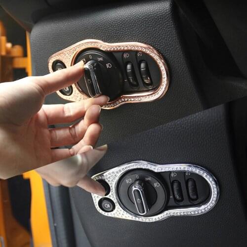 For BMW Mini Cooper F55 F56 Headlight Switch Control Button Decorative Frame Sticker Cover with Diamond