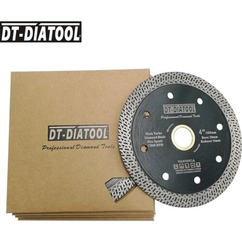 DT-DIATOOL 5pcs/pk Dia 4"/4.5"/5" Mesh Turbo Diamond Saw Blade Diamond Cutting Disc for Hard Material Granite Marble Cutter
