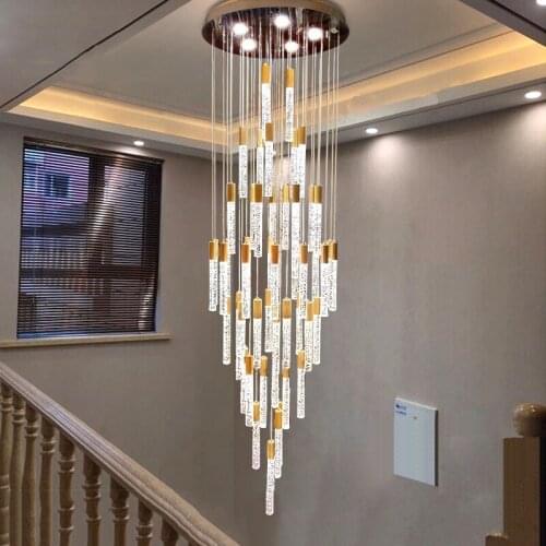 Double staircase long chandelier simple modern loft apartment stairwell crystal long chandelier villa living room chandelier