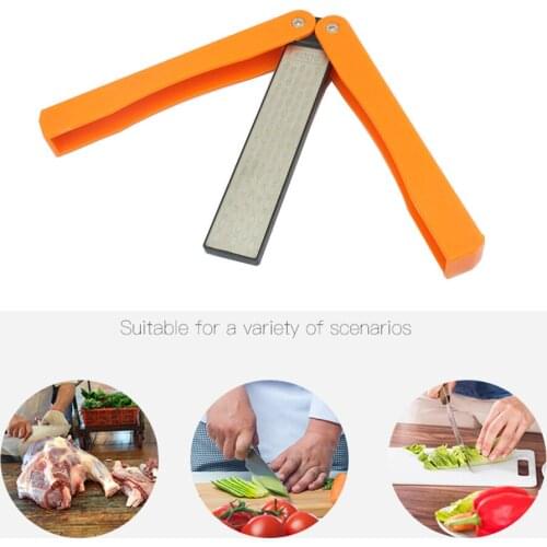 Double Sided Knife Sharpener Outdoor Grinding Sharpener Tool Portable Folded Pocket Camping Safety Kit