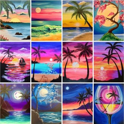 EverShine DIY 5D Diamond Painting Landscape Mosaic Art Diamond Embroidery Sea Picture Rhinestones Tree Handmade Hobby Wall Decor