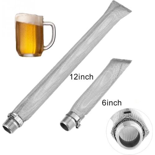 6/12inch Stainless Steel Beer Filter Tube Screen Home Bar Brewing Mesh Strainer