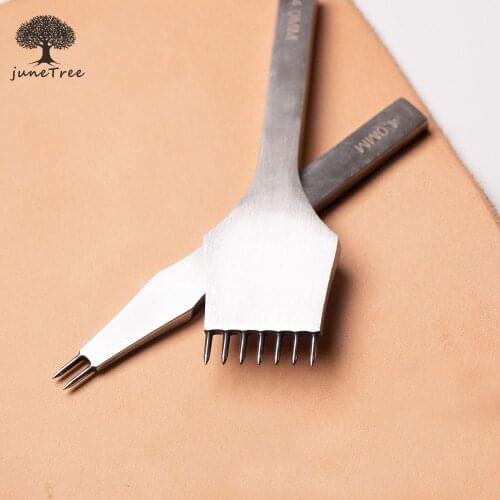 Junetree Leather Tools Treatments Crafts DIY stitching punch Pricking Iron 3mm /4mm spacing 2+7 Prong