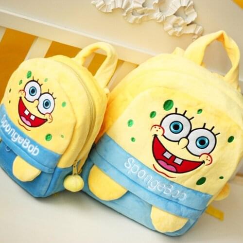 Kawaii Baby Anime Yellow Sponge Childrens School Bag Backpack Animal Plush Toy Gifts for Children