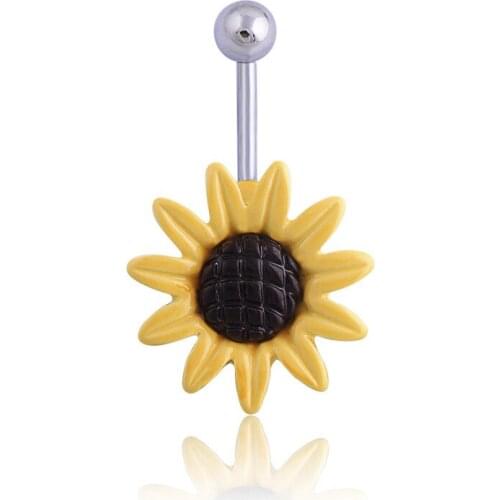 1PC New Arricel Sun Flower Medical Stainless Steel Piercing Navel Gold Bohemian Belly Button Rings Body Piercing Navel Jewelry