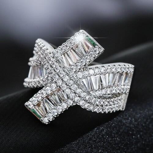 Kinel Fashion Bridal Wedding Ring Princess Cut 4.9 CT White Zircon Engagement Rings S925 Sterling Silver Party Crystal Jewelry