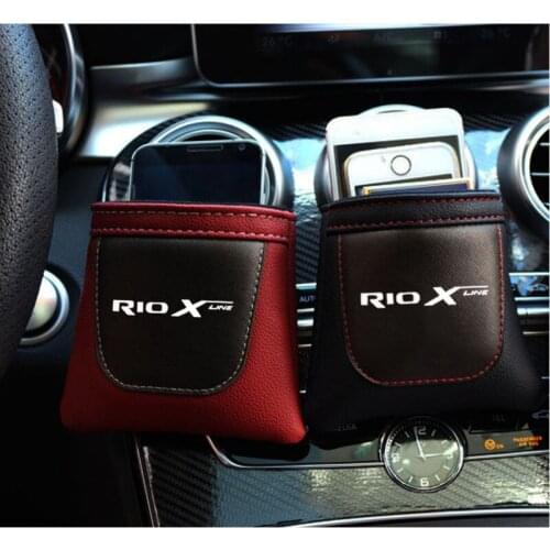 Clip on Air Outlet Car Air Vent Stow Tidy Storage Leather Bag Coin Bag Case Car Phone Holder For Kia Rio Rio x line
