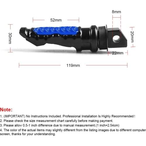 Motorcycle Rear Passenger Foot Pedals 8MM Universal Footrest Scooter Foot-Peg Motorbike Pedal Modification Aluminum 2PCS