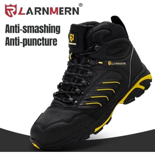 LARNMERM Mens Safety Shoes Work Shoes Steel Toe Comfortable Lightweight Breathable Anti-smashing Non-slip Construction Shoes