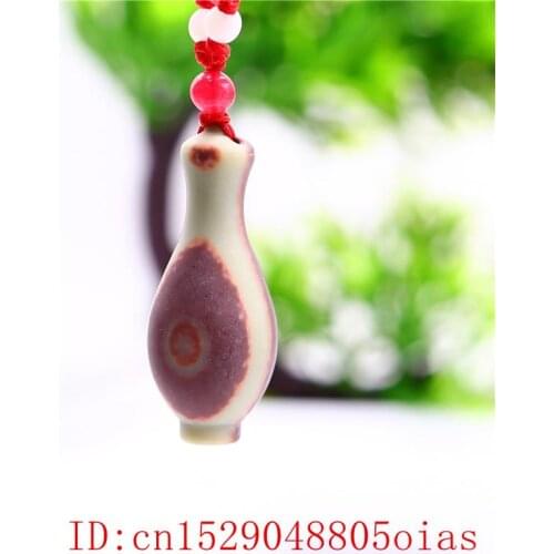 Jade Vase Pendant Necklace 3D Carved Charm Fashion Gifts Natural Amulet Chinese Jewelry