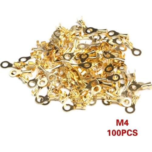 100PCS/set Non-insulated M3 M4 M5 M6 Ring Cable Lugs Terminals Assorted Naked Connector Wire Cable Connectors Brass Terminals