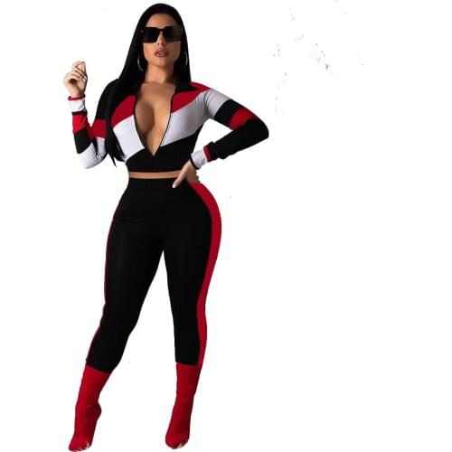 2021New Fashion Popite Clothes Autumn And Winter Sexy Leisure Splicing Sports Style Two-Piece Set Sportswear Women