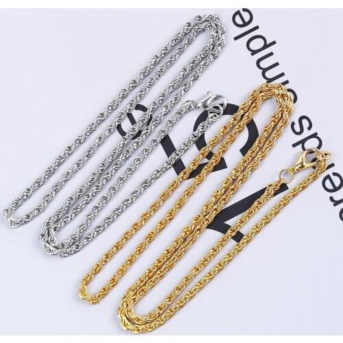 Fashion Luxury Men Women Fashion Solid Twisted Chain Necklace Bride Wedding Engagement Fine Jewelry