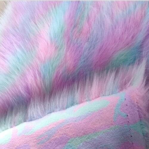 One Yard Long Pile Artificial Plush Faux Fur Colorful Fabric For Unicorn Hood Hat Scarf Coat Bag Shoes Clothes Toy Crafts Sewing