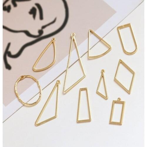 Simple irregular triangle rectangular hollow copper pendant color DIY handmade jewelry earrings necklace accessories