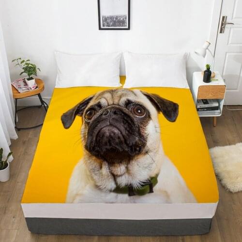 Luxury Elastic fitted sheet bed sheet With An Elastic Band Mattress Cover Customizable size Bed cover for home animal Dog yellow