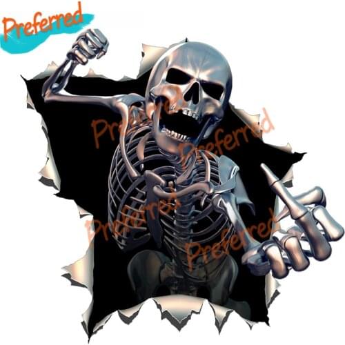 Torn Metal Angry Skeleton Skull Skeleton with Beard Premium Decal Motocross Racing Laptop Helmet Trunk Wall Vinyl Car Sticker