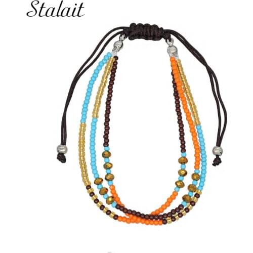 Resin Strand Beads Bracelets Multi Layer For Women Boho Handmad Knot Rope Bracelet String Friendship Bracelet Wholesale