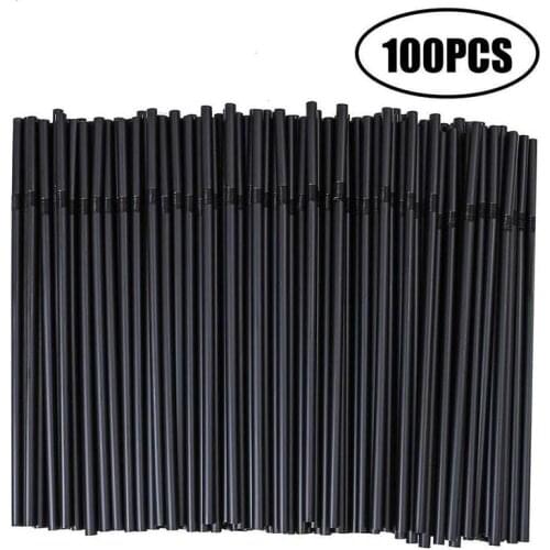 100pcs/Set Black Cocktail Straws Black Plastic Straw For Birthday Event Wedding Straws Home Supplies Drinking Decorative Pa G4G2